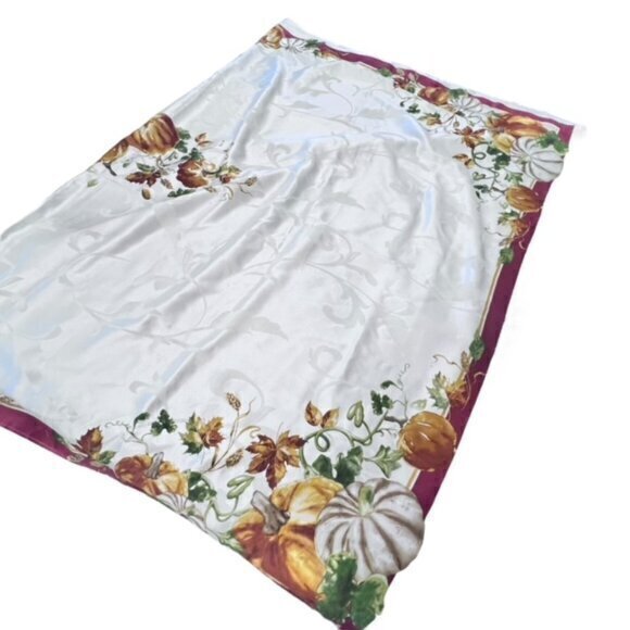 Fall Tablecloth Pumpkin‎ Leaves Border Thanksgiving 59 x 84 Rectangle Autumn - Picture 1 of 8